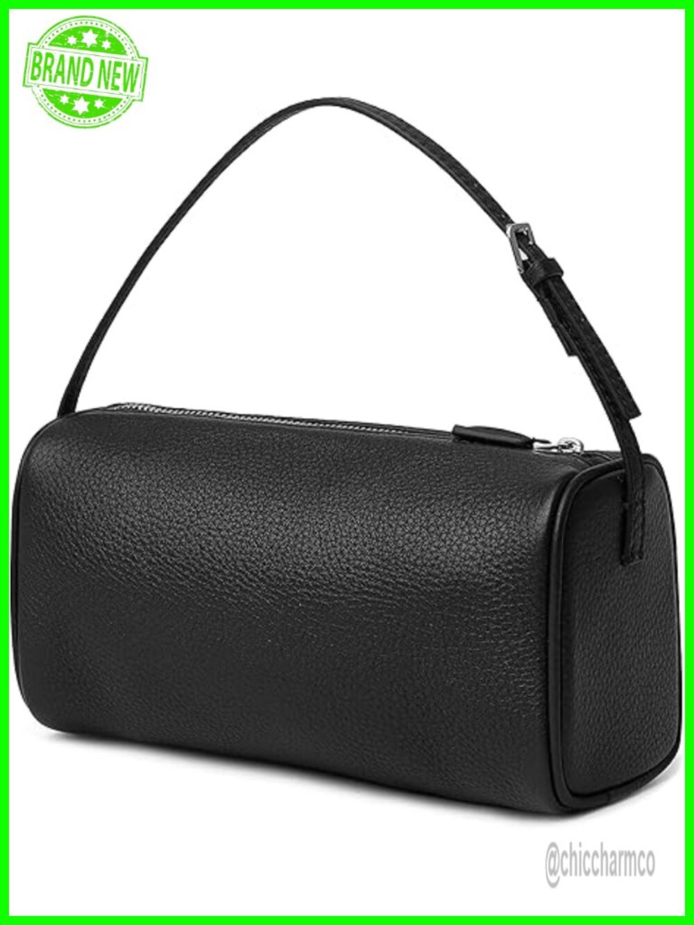 Genuine Leather Mini Barrel Boston Hobo Crossbody Bag with Two Straps